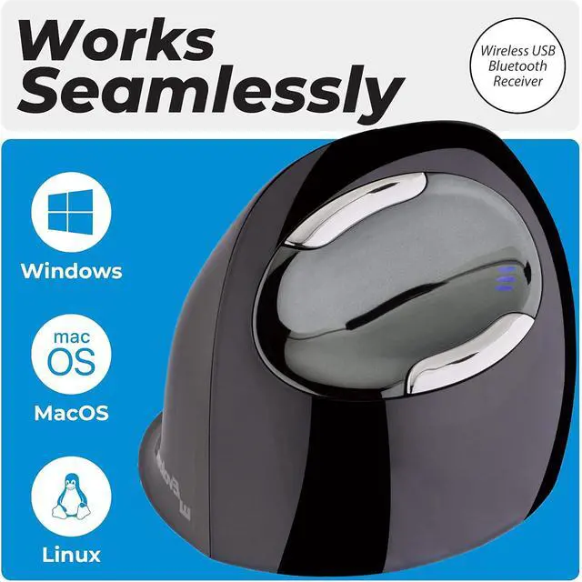 Alt view image 4 of 5 - Evoluent VMDMW Vertical Mouse 4 for Right Hand  Ergonomic Mouse Wireless USB, Helps Reduce Carpal Tunnel, Adjustable Speed & Programmable Buttons, Vertical Ergonomic Wired Mouse, Gaming & Office Use