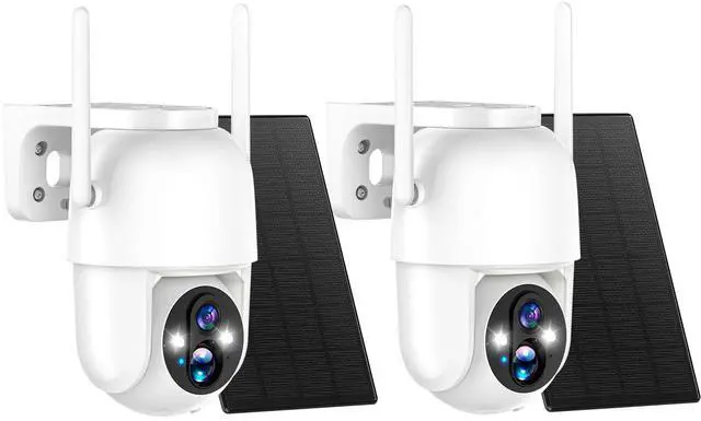 Main image of Allweviee 2Packs Solar Security Outdoor WiFi Camera, Pan Tilt 355° View IP65 Waterproof Rechargeable Wireless Battery Powered 2K 3MP PTZ Camera with PIR, Color Night Vision,2-Way Talk, 4dbi Antenna