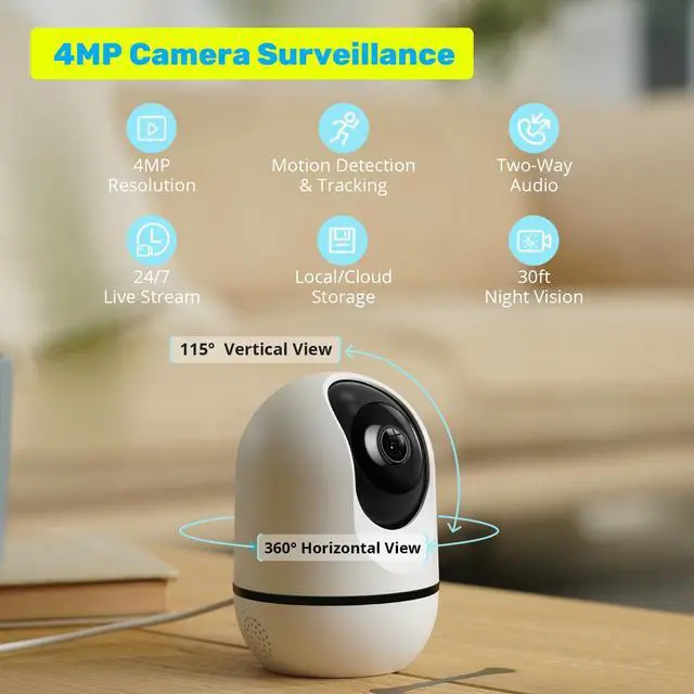 Alt view image 3 of 5 - WUUK 4MP Pet Camera, Pan Tilt Cam for Baby Monitor, + 2 Outdoor Cameras for Home Security with Base Station, No Monthly Fee, Human Motion Detection, Night Vision