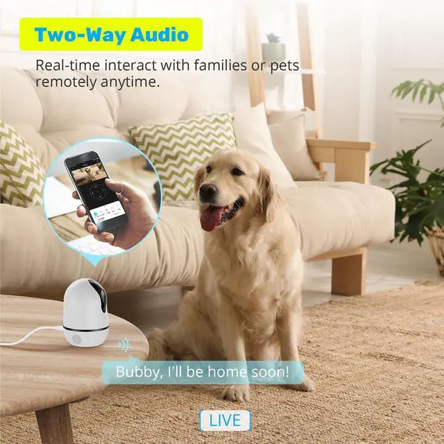Alt view image 4 of 5 - WUUK 4MP Pet Camera, Pan Tilt Cam for Baby Monitor, + 2 Outdoor Cameras for Home Security with Base Station, No Monthly Fee, Human Motion Detection, Night Vision