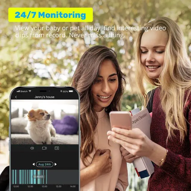 Alt view image 5 of 5 - WUUK 4MP Pet Camera, Pan Tilt Cam for Baby Monitor, + 2 Outdoor Cameras for Home Security with Base Station, No Monthly Fee, Human Motion Detection, Night Vision