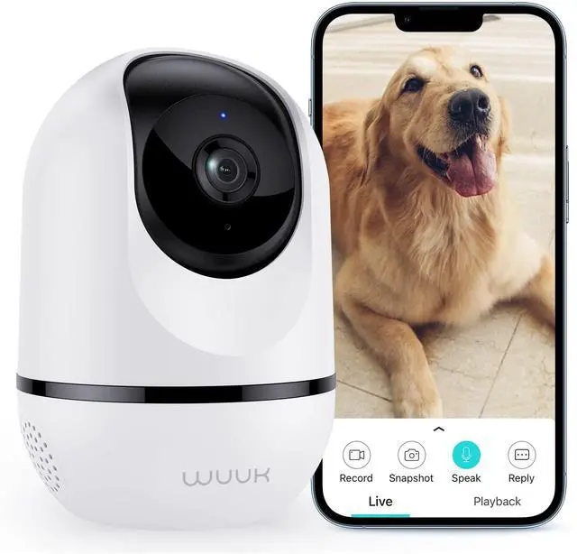 Alt view image 2 of 5 - WUUK 4MP Pet Camera, Pan Tilt Cam for Baby Monitor, + 2 Outdoor Cameras for Home Security with Base Station, No Monthly Fee, Human Motion Detection, Night Vision