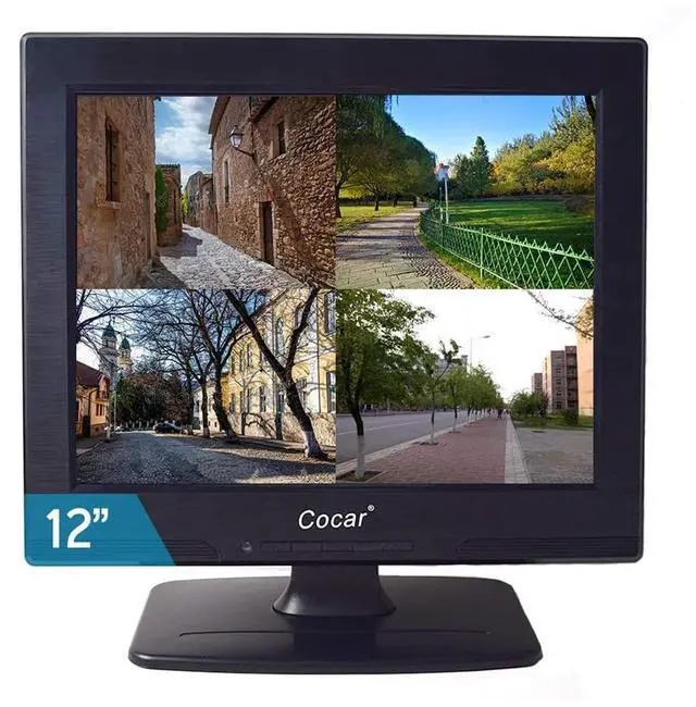 Main image of CCTV Monitor, 12 inch LCD Security Monitor HDMI VGA AV & BNC 4:3 HD Computer Display LCD Screen with 2 Built-in Speakers USB Drive Player for Home/Store Surveillance Camera STB PC
