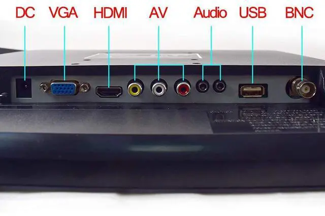 Alt view image 5 of 5 - CCTV Monitor, 12 inch LCD Security Monitor HDMI VGA AV & BNC 4:3 HD Computer Display LCD Screen with 2 Built-in Speakers USB Drive Player for Home/Store Surveillance Camera STB PC