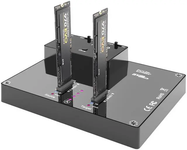 Main image of MAIWO K3015P Portable Dual Bay M.2 NVME Docking Station, Tool-Free Type-C10Gbps NVME SSD External Enclosure, with Offline Clone duplicator and System Copy Function.