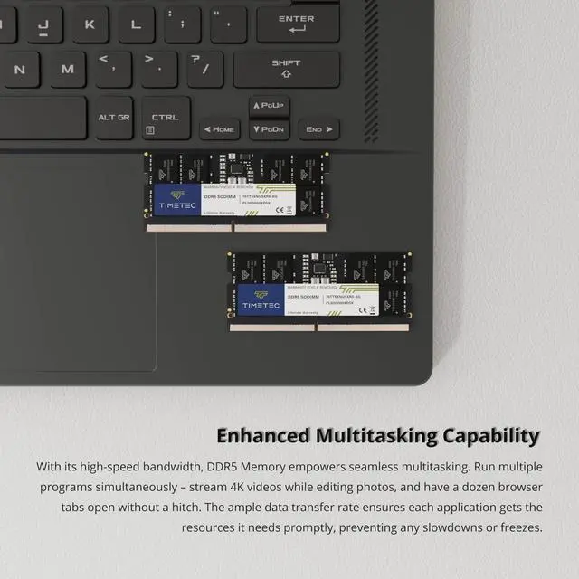 Alt view image 5 of 5 - Timetec 64GB KIT(2x32GB) DDR5 4800MHz PC5-38400 Unbuffered Non-ECC 1.1V CL40 2Rx8 Dual Rank 262 Pin SODIMM Laptop Memory RAM Module Upgrade (64GB KIT(2x32GB))