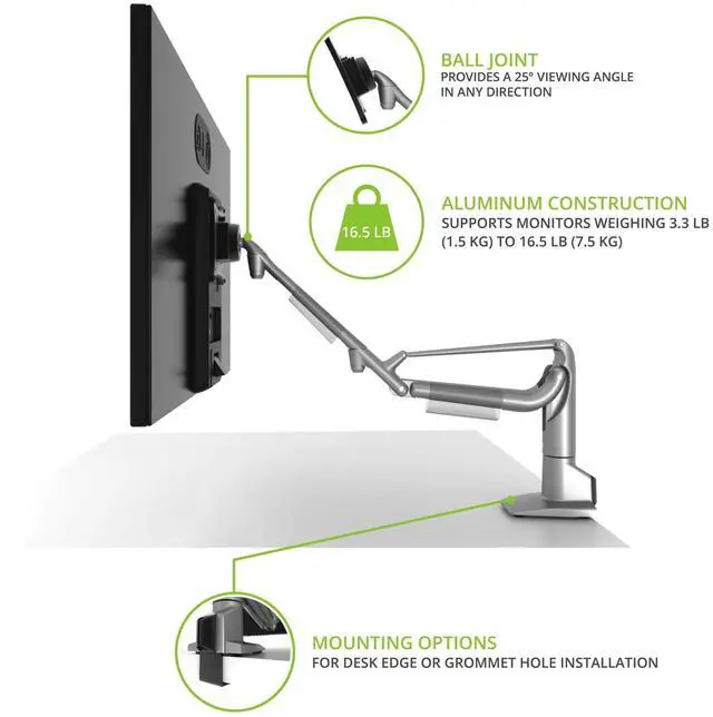 Alt view image 5 of 5 - Kanto DMS1000S Desktop Mount for 17-inch to 32-inch Displays | Silver