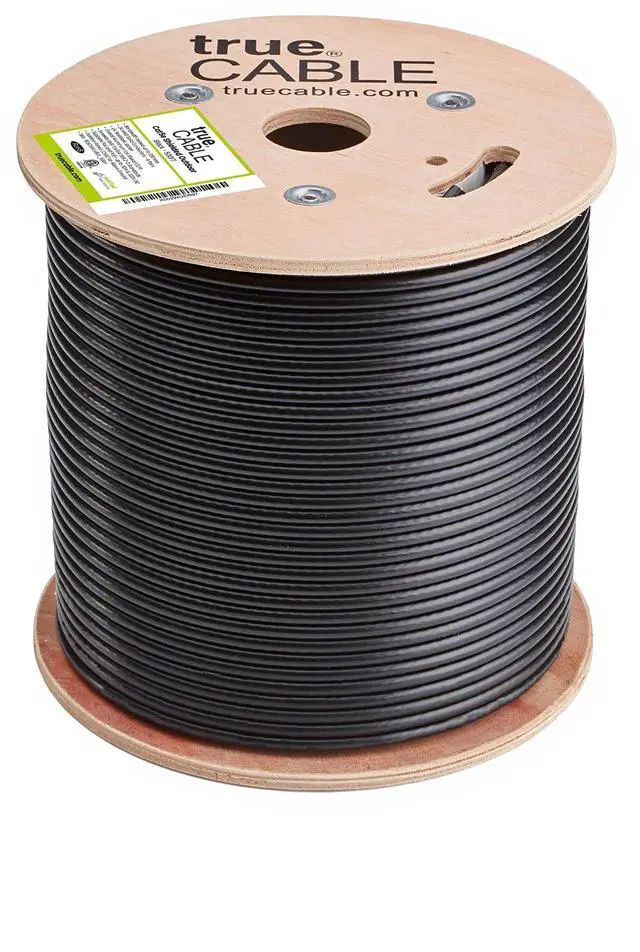 Alt view image 2 of 5 - trueCABLE Cat5e Outdoor, Shielded F/UTP, 500ft, UV Resistant, CMX Rated, Black, 24AWG Solid Bare Copper, 350MHz, PoE++ (4PPoE), ETL Listed, Bulk Ethernet Cable