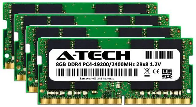 Alt view image 2 of 5 - A-Tech 32GB (4x8GB) DDR4 2400MHz SODIMM PC4-19200 2Rx8 Dual Rank 260-Pin CL17 1.2V Non-ECC Unbuffered Notebook Laptop RAM Memory Upgrade Kit