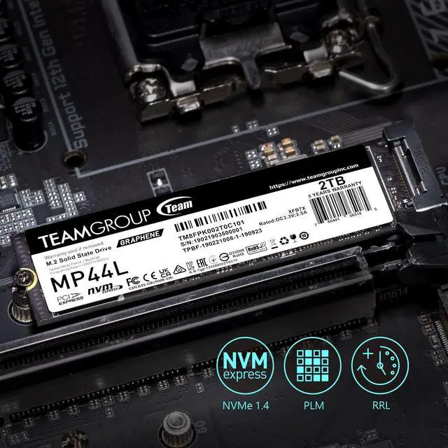 Alt view image 4 of 5 - TEAMGROUP MP44L 2TB SLC Cache NVMe 1.4 PCIe Gen 4x4 M.2 2280 Laptop&Desktop SSD (R/W Speed up to 4,800/4,400MB/s) TM8FPK002T0C101