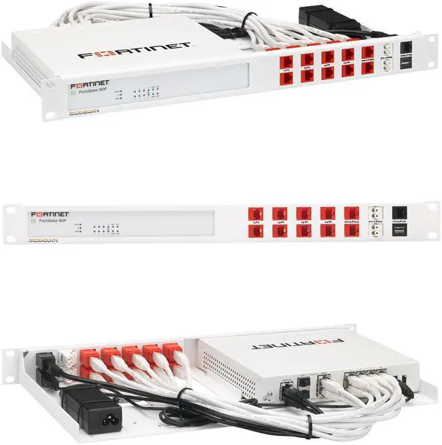 Main image of Rackmount.IT Rack Mount Kit for Fortinet FortiGate 80F / 81F / 80F-Bypass  1U 19 Rackmount  Front-Facing Ports (RM-FR-T15)