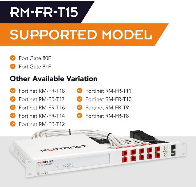 Alt view image 5 of 5 - Rackmount.IT Rack Mount Kit for Fortinet FortiGate 80F / 81F / 80F-Bypass  1U 19 Rackmount  Front-Facing Ports (RM-FR-T15)