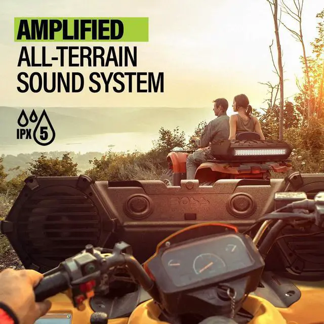 Alt view image 2 of 5 - BOSS Audio Systems ATVB95LED UTV ATV Speakers - Weatherproof, ATV Soundbar, 8 Inch Speakers, 1.5 Inch Tweeters, Amplified, Wired Remote for Bluetooth Connectivity, LED Light Bar, Storage Compartment