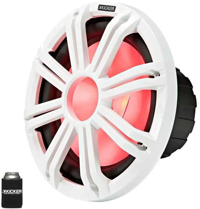 Alt view image 2 of 5 - Kicker KMF124 12" Marine Subwoofer with LED White Grill 4 Ohm for Free Air Applications