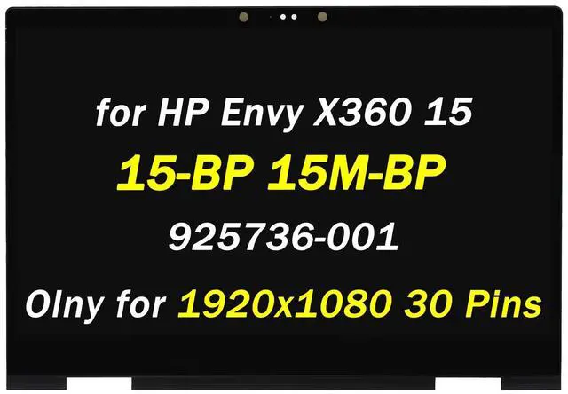 Main image of 925736-001 Replacement for HP Envy X360 15-bp 15m-bp 15m-bp111dx 15m-bp112dx 15m-bp011dx 15m-bp012dx 15-bp143cl 15-bp152wm 15-bp152nr FullHD 1920x1080 15.6" LCD Touch Screen Assembly Bezel
