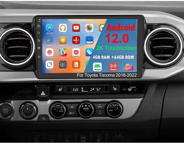 Main image of Car Stereo for Toyota Tacoma 2016-2022 with Wireless Android Auto 4+64G 2K Touchscreen High Resolution Android 12 Radio Head Unit Wired Andriod Auto Bluetooth GPS Navigation Multimedia