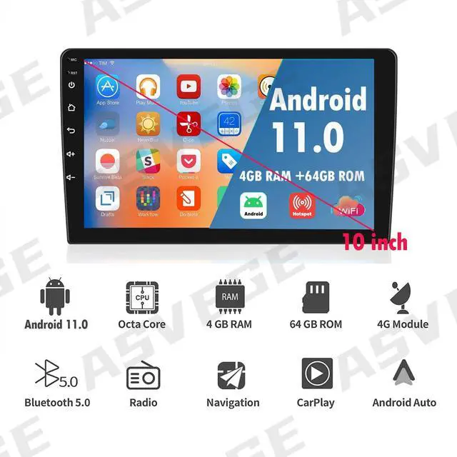 Alt view image 3 of 5 - Car Stereo for Toyota Tacoma 2016-2022 with Wireless Android Auto 4+64G 2K Touchscreen High Resolution Android 12 Radio Head Unit Wired Andriod Auto Bluetooth GPS Navigation Multimedia