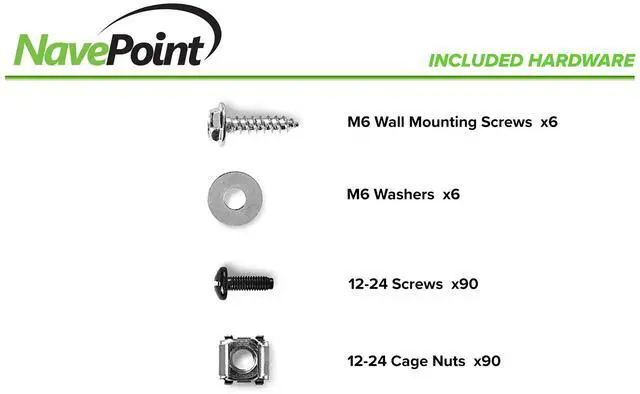 Alt view image 5 of 5 - NavePoint 15U Open Frame Wall Mount Server Rack for 19" Networking IT Equipment & A/V Gear, 24.81" Depth, 330 lbs Weight Capacity, 12-24 Threaded