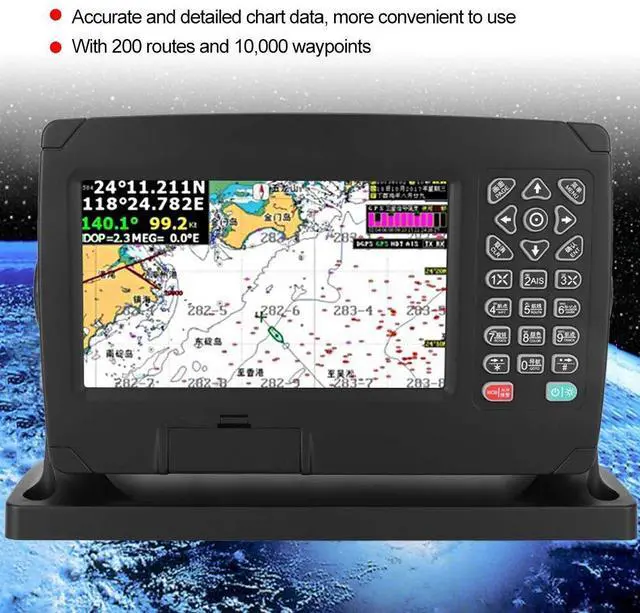 Alt view image 2 of 5 - Marine GPS Navigation for Boat, Boat GPS Navigation, Multifunction XF-607 7 inch Color Display Marine Navigator 200 Routes and 10,000 Waypoints, GPS Navigation Locator with Chart
