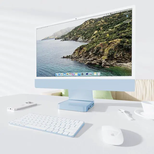 Alt view image 2 of 5 - USB C HUB for iMac 24 inch 2021/2023/2024, PULWTOP USB Hub Adapter iMac Accessories for iMac M1/M3/M4 with USB C 10Gbps 3*USB A SD/TF, Docking Station Support Expand M.2 SSD (Not Included),Blue