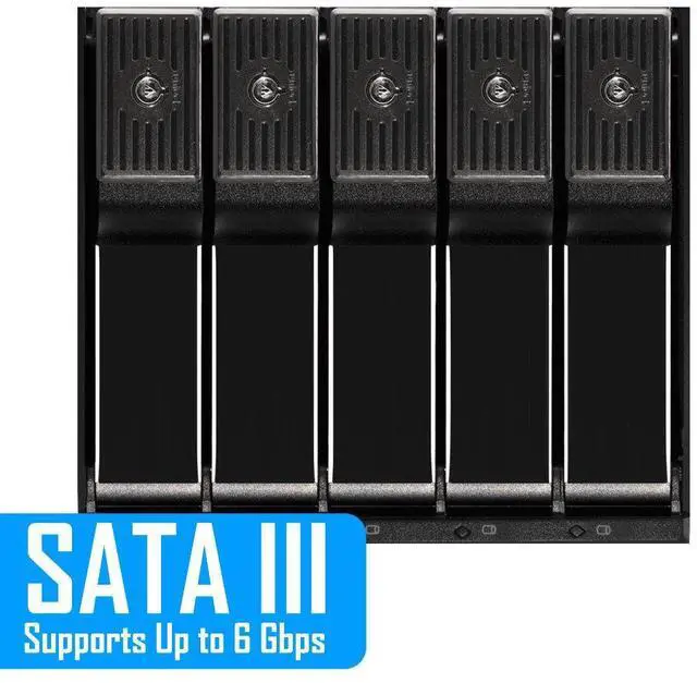 Alt view image 3 of 5 - Kingwin Hard Drive Enclosure for Computer PC Case Internal 5 Bay Hot Swap for 3.5 HDD SSD, SATA Backplane Aluminum Trayless Mobile Rack, Support SATA I/II/III & SAS I/II 6 Gbps Performance