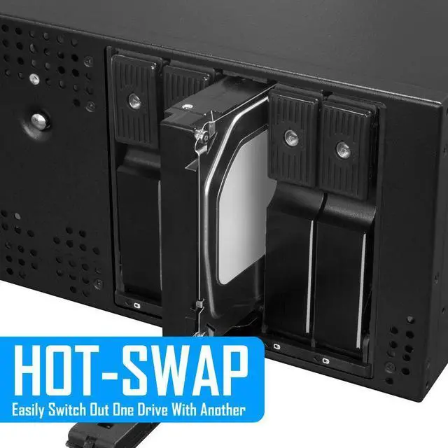 Alt view image 2 of 5 - Kingwin Hard Drive Enclosure for Computer PC Case Internal 5 Bay Hot Swap for 3.5 HDD SSD, SATA Backplane Aluminum Trayless Mobile Rack, Support SATA I/II/III & SAS I/II 6 Gbps Performance