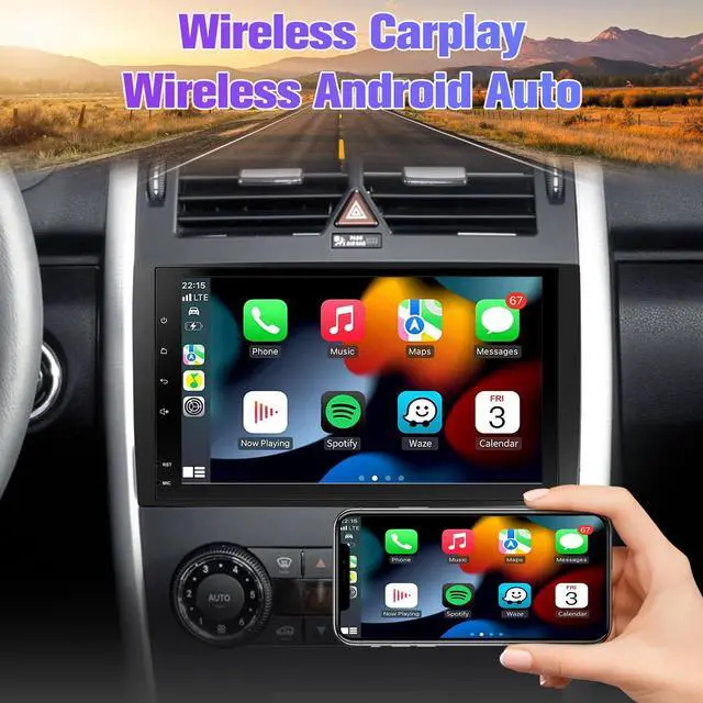 Alt view image 3 of 5 - Radio for W639: 64G Double Din Car Stereo with Bluetooth AM FM Wireless Carplay Auto for Mercedes Benz W169 2004-2012, 9" Touch Screen Android System Head Unit Play with Backup Camera FMAM for Apple