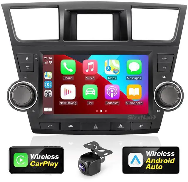 Main image of SizxNanv Android Touch Screen Compatible with Carplay Android Auto,Car Radio Stereo Bluetooth Navigation Multimedia Player GPS WiFi FM/AM Backup Camera Head Unit for Toyota Highlander 4GRAM64GROM