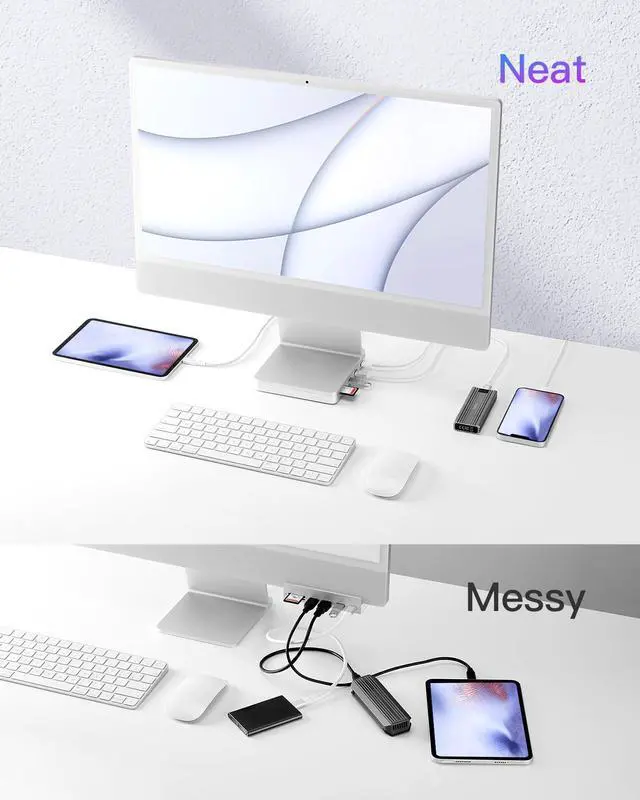 Alt view image 5 of 5 - Inateck USB C Hub for iMac, Docking Station Compatible with iMac 24 Inch 2021/2023, USB 3.2 Gen 2, 8-in-1 Aluminium USB Hub with NVMe SSD Enclosure, USB C 10 Gbps and SD/TF Card Reader, DK2001