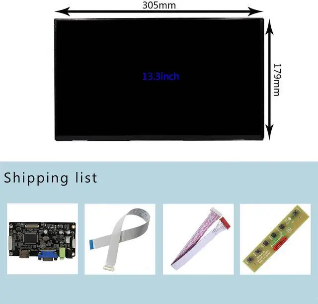Alt view image 2 of 5 - VSDISPLAY 13.3" 13.3 Inch 1920X1080 IPS LCD Screen VS133GF-B001 with VGA Controller Board Kit