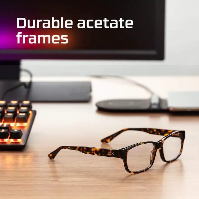 Alt view image 4 of 5 - HyperX Spectre 1st Edition - Gaming Eyewear, Blue Light Blocking Glasses, UV Protection, Durable Acetate Frame, Crystal Clear Lenses, Microfiber Pouch, Hardshell Case, Square Eyewear Frame - Black