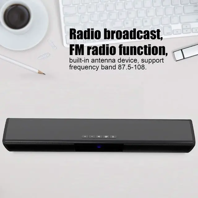 Alt view image 5 of 5 - Lazmin112 Wireless Bluetooth Speaker, Insert Card U Disk Wall Sound Long Bar Subwoofer, AUX Connection FM Radio 360degree Surround Sound for TVs/Gaming