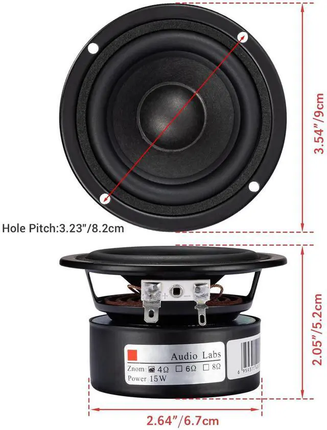 Alt view image 3 of 5 - Facmogu 3 inch Tweeter Speakers HiFi Full Range Woofer Loudspeaker, 2 PCS 4 Ohm Anti-Magnetic Speakers for 2.0/2.1 Boom Box Satellites Speaker DIY (4)