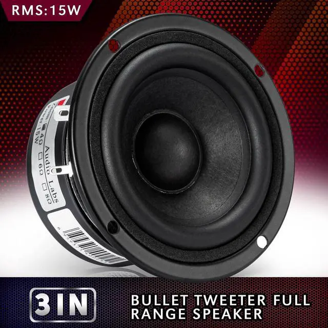 Alt view image 5 of 5 - Facmogu 3 inch Tweeter Speakers HiFi Full Range Woofer Loudspeaker, 2 PCS 4 Ohm Anti-Magnetic Speakers for 2.0/2.1 Boom Box Satellites Speaker DIY (4)