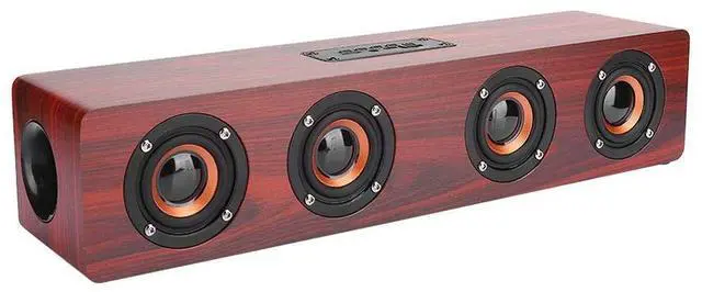 Main image of ciciglow Red Wood Grain Bluetooth Speaker, Portable Soundbar Speaker with 3W Subwoofer PC Phone Desktop Music Player