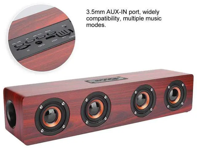 Alt view image 5 of 5 - ciciglow Red Wood Grain Bluetooth Speaker, Portable Soundbar Speaker with 3W Subwoofer PC Phone Desktop Music Player