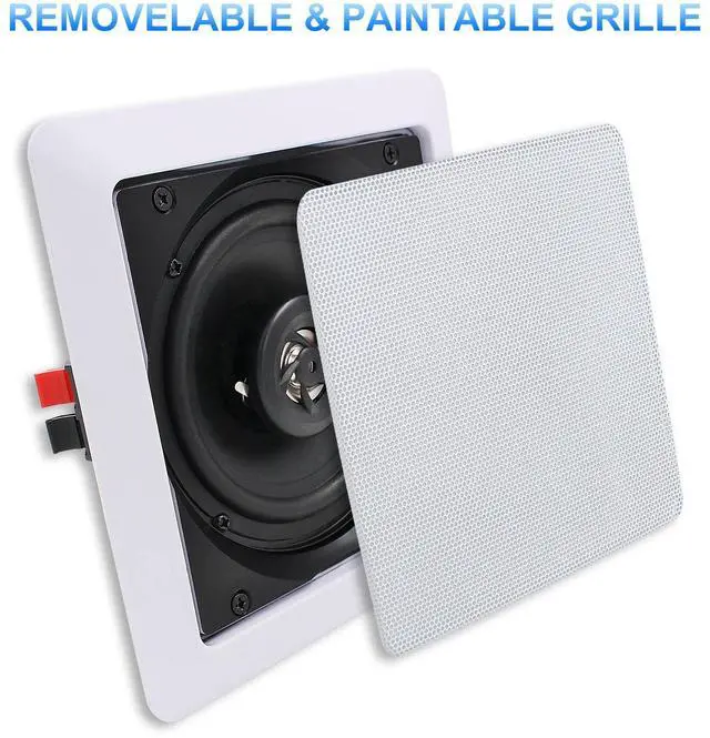 Alt view image 4 of 5 - Herdio 5.25 Inch Passive Ceiling Speakers Pair, 160W 2-Way in Wall Speaker, Square Flush Mount Speakers for Home Theater, Living Room, Office