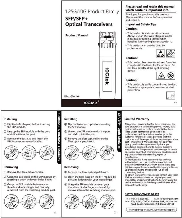 Alt view image 5 of 5 - 10Gtek SFP+ to RJ-45 10GBase-T Transceiver, 10Gbe Copper SFP+ to Ethernet Module for Cisco SFP-10G-T-S, Ubiquiti UniFi UF-RJ45-10G, TP-Link TL-SM5310-T, Netgear and More, up to 30m, Pack of 2