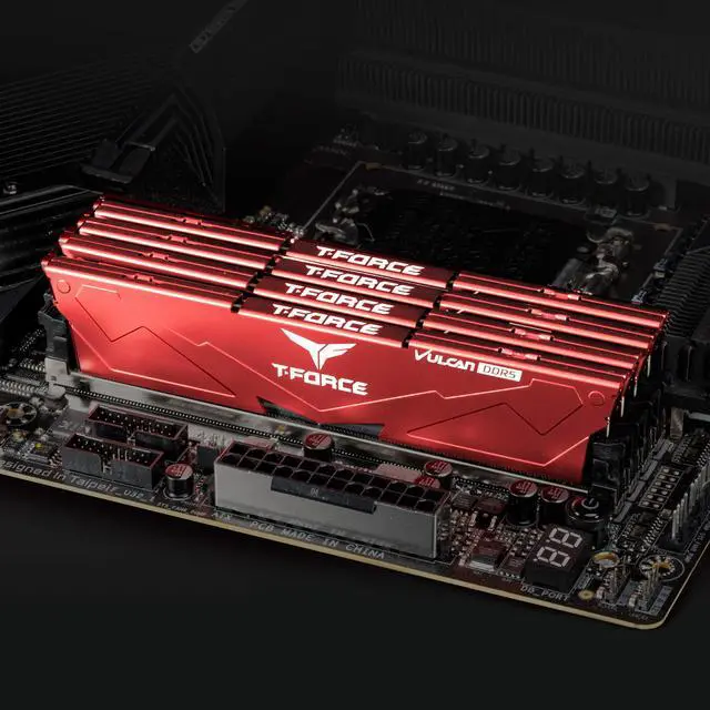 Alt view image 2 of 5 - TEAMGROUP T-Force Vulcan DDR5 32GB (2x16GB) 6000MHz (PC5-48000) CL38 Intel XMP 3.0 & AMD Expo Compatible Desktop Memory Module Ram Red FLRD532G6000HC38ADC01