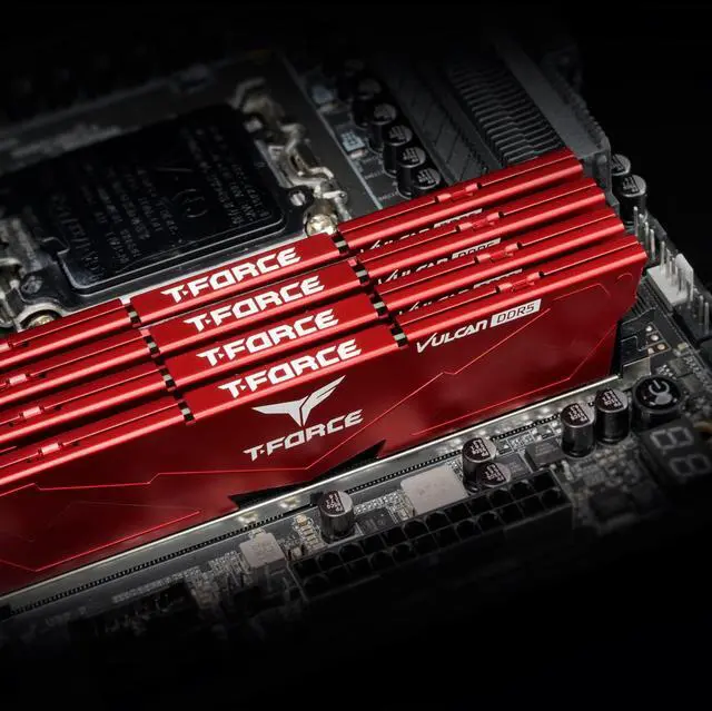 Alt view image 3 of 5 - TEAMGROUP T-Force Vulcan DDR5 32GB (2x16GB) 6000MHz (PC5-48000) CL38 Intel XMP 3.0 & AMD Expo Compatible Desktop Memory Module Ram Red FLRD532G6000HC38ADC01