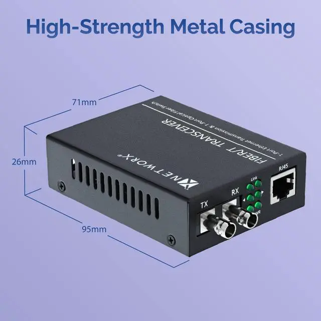 Alt view image 5 of 5 - Networx(r) Gigabit Ethernet Fiber Media Converter - UTP to 1000Base-LX - ST Singlemode, ...
