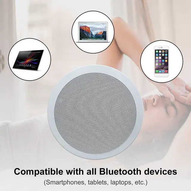 Alt view image 5 of 5 - Herdio 6.5 Inch Bluetooth Ceiling Speakers 320W 2-Way Flush Mount in Wall Speakers for Home Bathroom Kitchen Office with Full Range Superior Sound,HCS-818BT