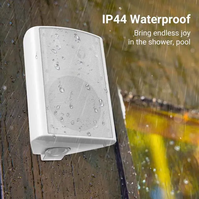 Alt view image 2 of 5 - STUDIOFINIX 6.5 Inches Indoor Outdoor Bluetooth Speakers Waterproof Wired Wall Mount Active Speakers 400 Watt for Patio Garage,Deck,Backyard (White)