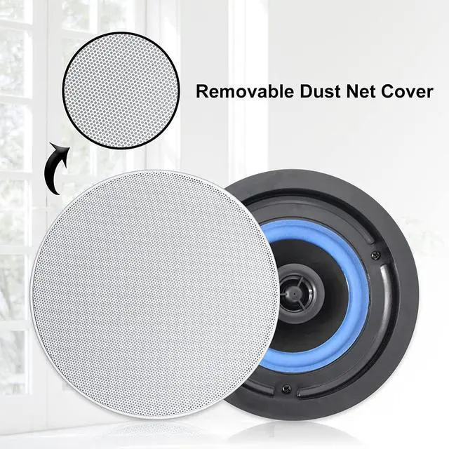 Alt view image 4 of 5 - Herdio 320 Watts 2 Way Flush Mount Ceiling Speakers 4 Inches for Bathroom, Kitchen,Living Room,Office 4 Speakers