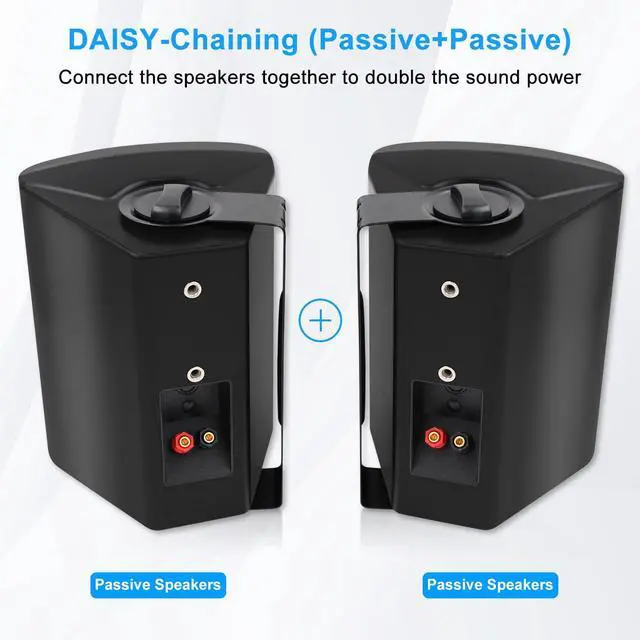 Alt view image 3 of 5 - Herdio 6.5 Inch 400W Outdoor Speakers Wired Waterproof with Powerful Bass,Wall Mount Speakers for Patio Garage Covered Deck,All-Weather Durability (Pair,Black)