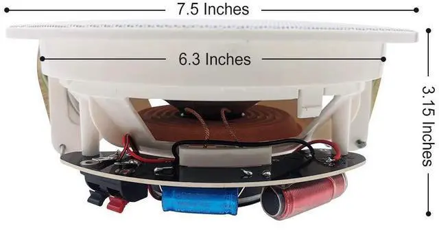 Alt view image 3 of 5 - Herdio 6.5 Inch Ceiling Speakers Bluetooth (Pairs) 300 Watt Flush Mount in Wall Amplifier Receiver Suitable for Indoor Home & Covered Outdoor Porch