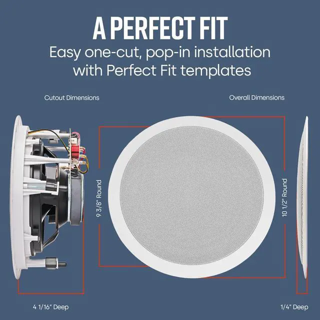 Alt view image 3 of 5 - Polk Audio MC80 2-Way in-Ceiling 8" Speaker (Single) | Dynamic Built-in Audio | Perfect for Humid Indoor/Enclosed Areas | Bathrooms, Kitchens, Patios | White