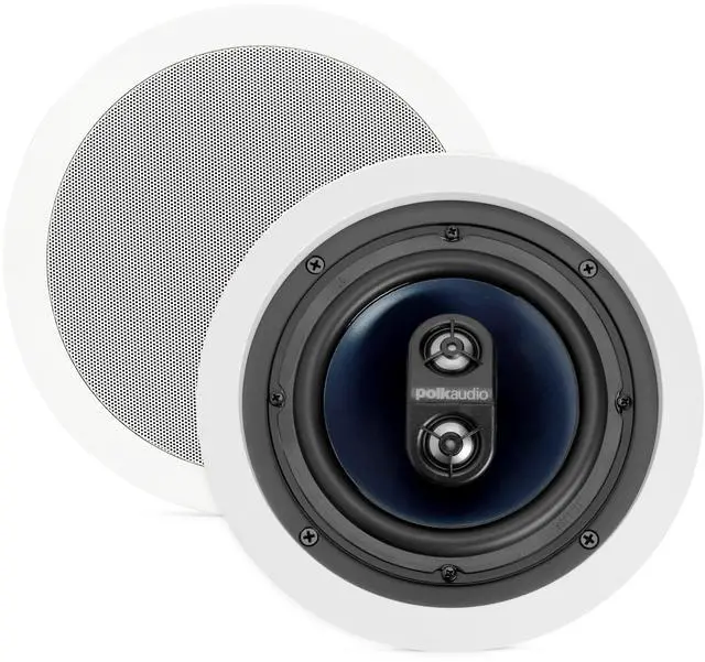 Main image of Polk Audio RC6s in-Ceiling 6.5" Stereo Speaker, Dual Channel from a Single Location, Great for Damp, Humid Placement, (White, Paintable Grille)