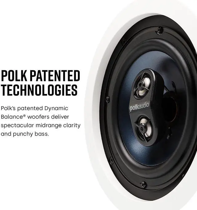 Alt view image 5 of 5 - Polk Audio RC6s in-Ceiling 6.5" Stereo Speaker, Dual Channel from a Single Location, Great for Damp, Humid Placement, (White, Paintable Grille)