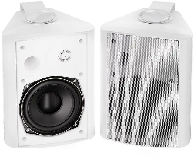 Main image of Herdio 5.25 Inch 300 Watts Indoor Outdoor Bluetooth Speakers Waterproof Wall Mount Speakers Wired System All Weather Resistant for Patio Porch Home Theather Backyard(White)